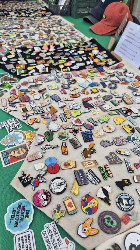 Cool pins stand at the Berlin Mauerpark